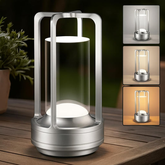 Lampada LED da Tavolo Ricaricabile 3W – Luce Portatile Touch con 3 Temperature di Colore, Batteria 2000mAh, Design Moderno in Alluminio e Acrilico – Uso Interno D37