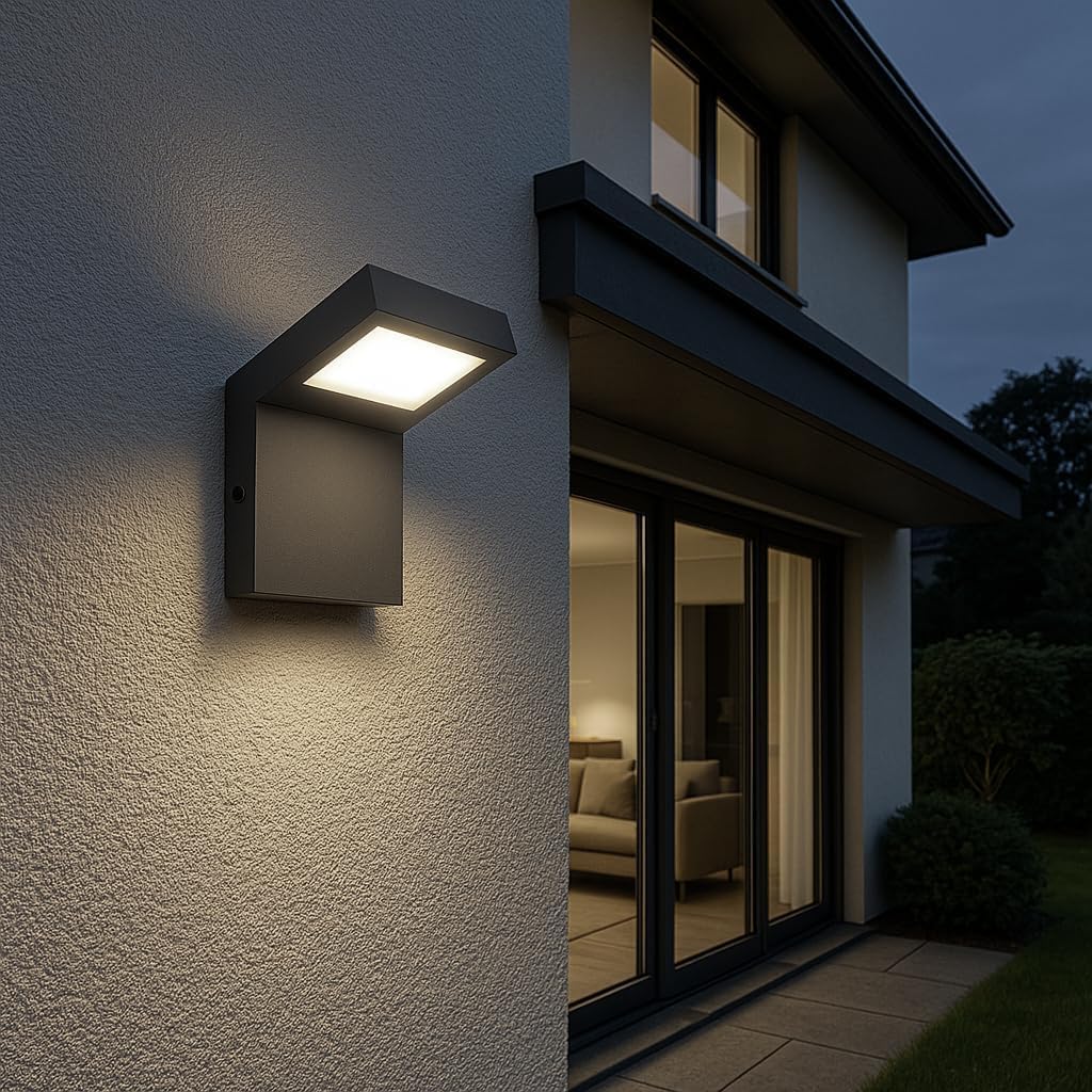 Applique LED da Esterno 10W IP54 4000K, Lampada da Parete Moderna in Alluminio e PC, Impermeabile per Facciata, Balcone e Giardino - Bianco/Grigio Scuro H160