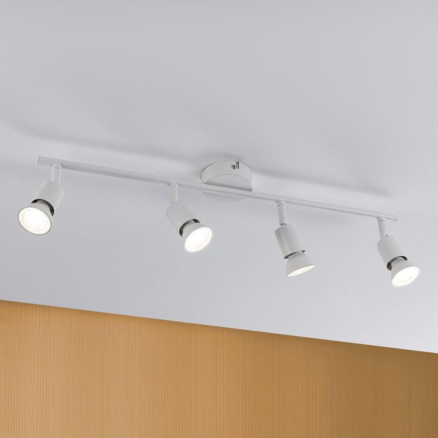 TEKHOME Faretta 4 Luci GU10, Plafoniera a Soffitto con 4 Teste Orientabili, 220-240V, Bianco, Ø405mm, Materiale Metallo, per Interni (Lampadine Non Incluse) C72-B4