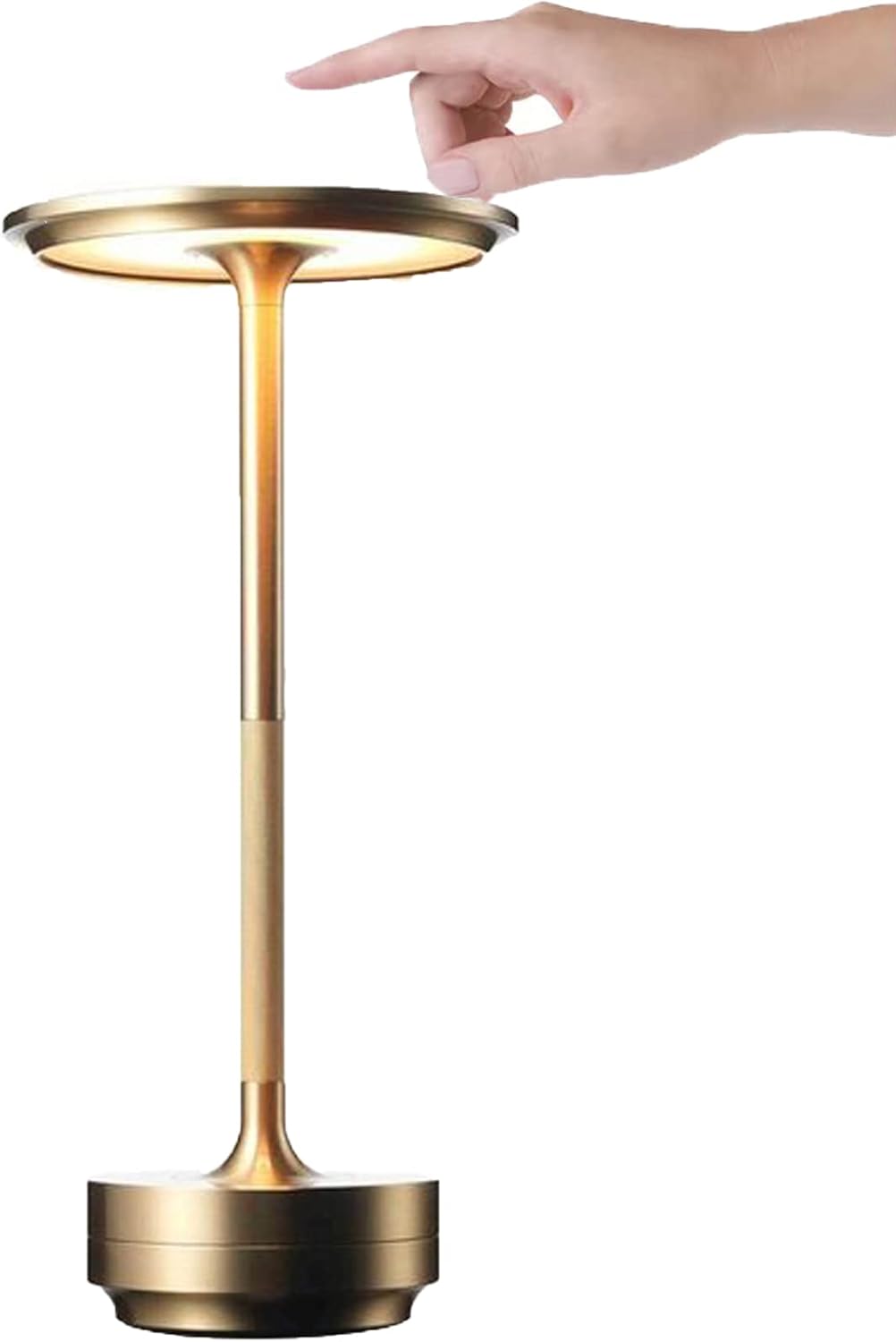 Lampada da Tavolo LED Ricaricabile 3W – Touch Dimmer, 3 Temperature di Colore 3000K/4500K/6000K, Luce Notturna Moderna in Alluminio, Senza Fili – Nero/Oro D38