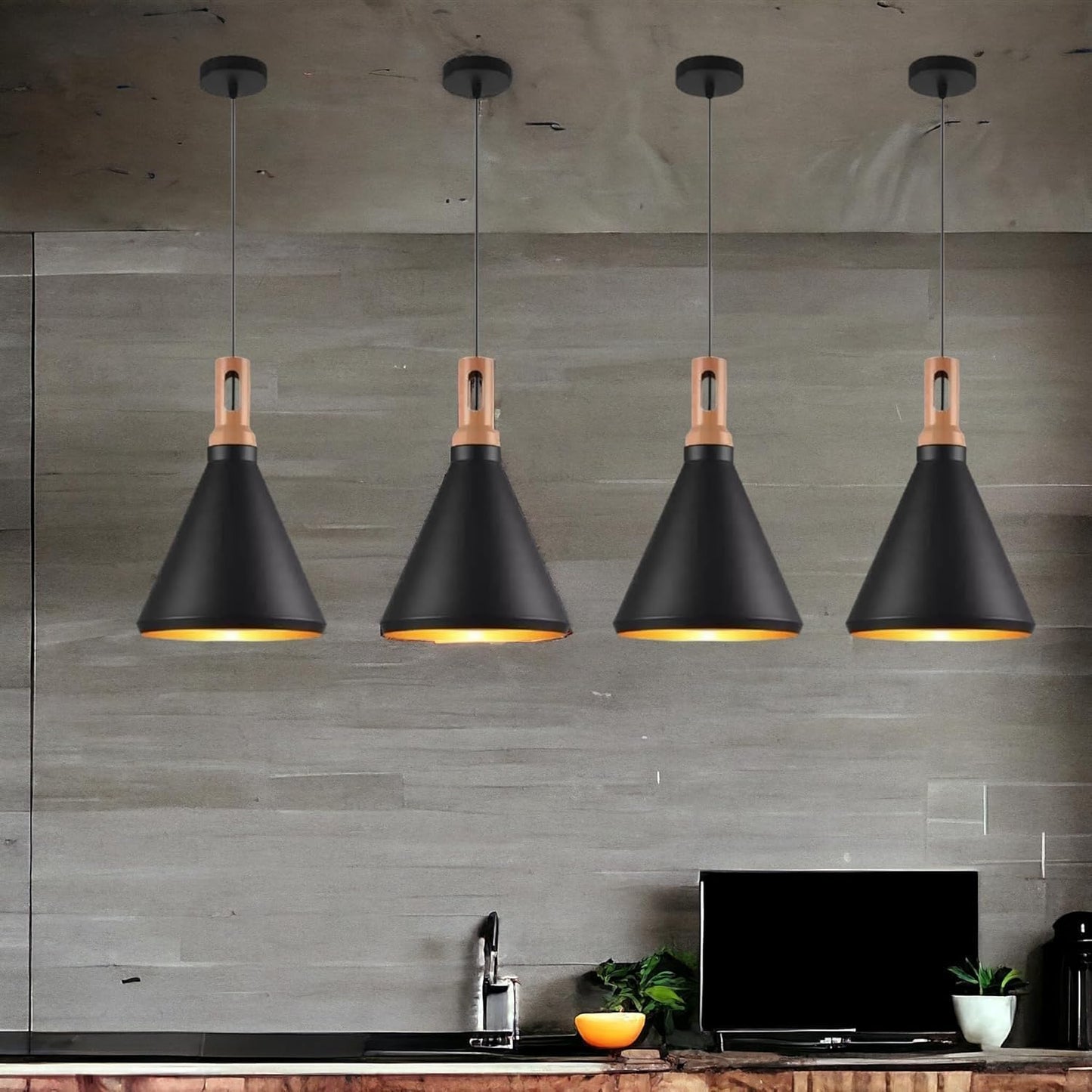 Lampadario da soffitto a sospensione con attacco E27 (lampadina non inclusa) moderno industriale a forma di cono A94
