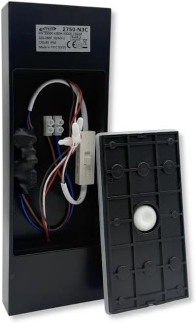 Applique LED da Esterno 8W IP65 CCT 3000K-4200K-6500K, Lampada da Parete Moderna Impermeabile in PC, 734LM, per Facciata, Giardino e Balcone – Bianco/Nero 2750