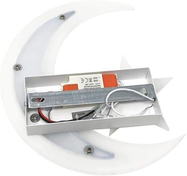 TEKHOME Applique da muro LED 11W design luna e stella, lampada decorativa da parete moderna 3000K-6500K, bianco E47-3C
