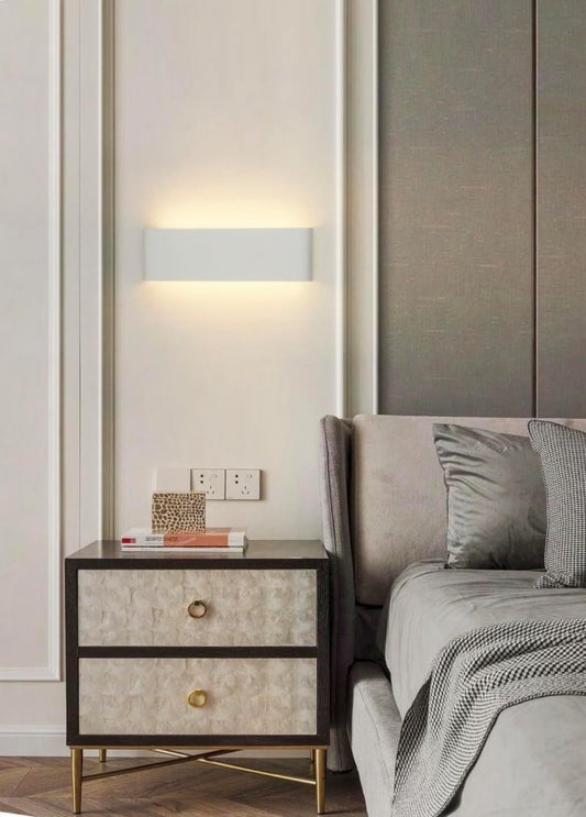 Applique da Muro LED 15W Bianca Rettangolare, Lampada da Parete Moderna in Alluminio Verniciato, 3000K-6500K Regolabile, per Camera da Letto, Soggiorno, Corridoio E57-B3C