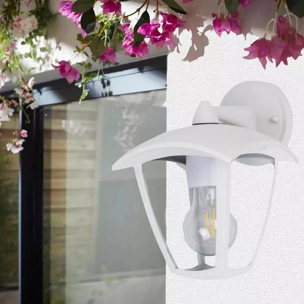 Applique da Esterno E27 IP44, Lampada da Parete Classica, Attacco E27 (Lampadina no), Impermeabile per Facciata, Balcone e Giardino - Bianco/Grigio Scuro B232