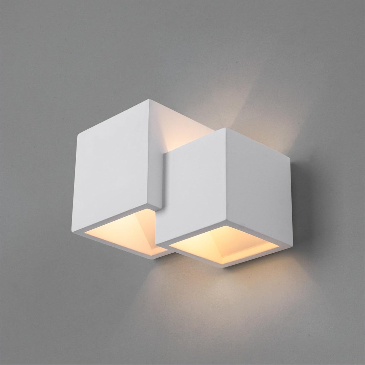 TEKHONE Applique da Parete in Gesso Bianco 2xG9 | Lampada da Muro Moderna Verniciabile | Illuminazione Decorativa per Soggiorno Camera Corridoio – GS-E74