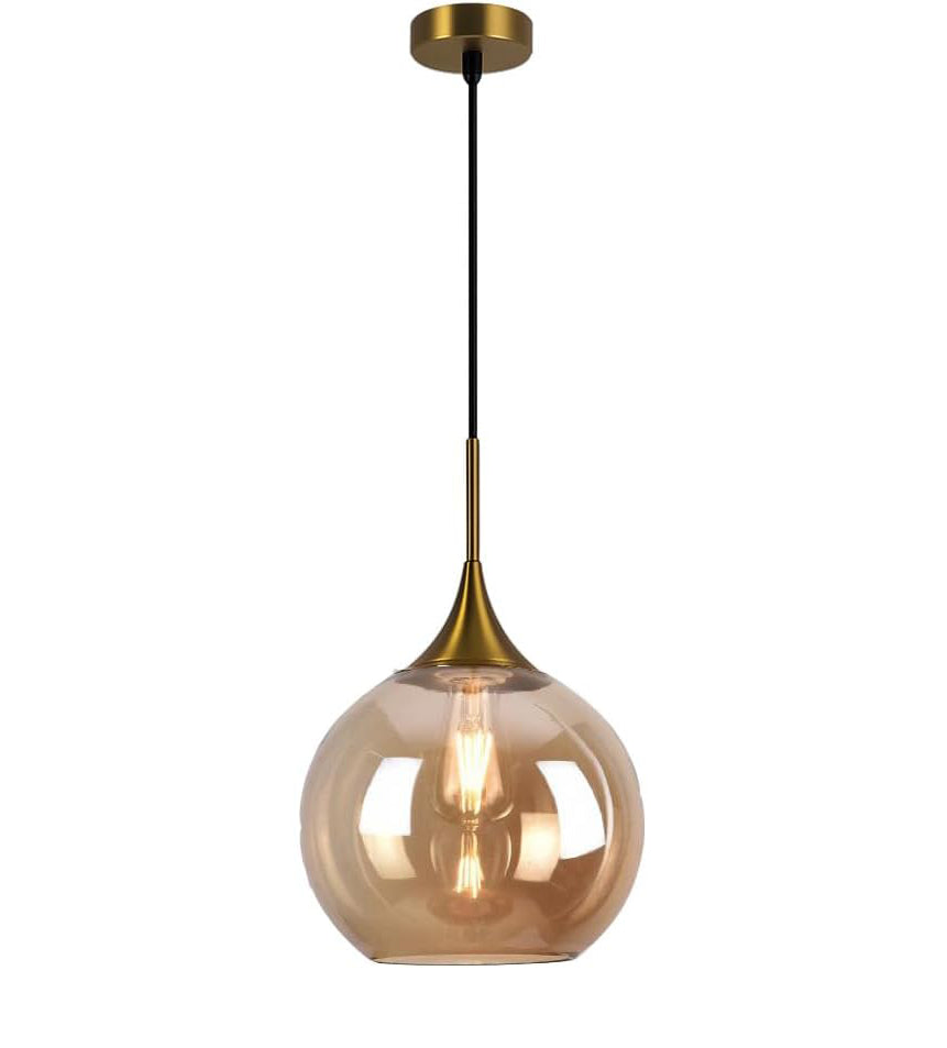 TEKHOME Lampadario a sospensione decorativa in metallo con sfera in vetro attacco E27 lampada contemporanea (Argento/Oro) A72
