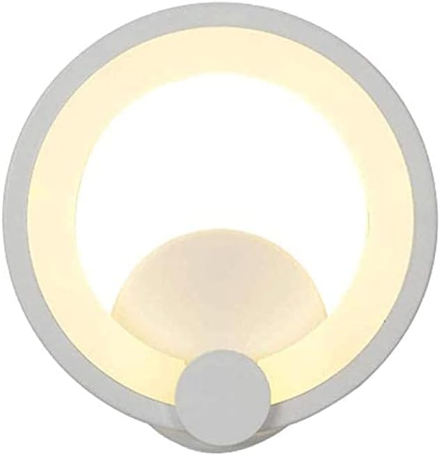 TEKHOME Applique da Parete LED Moderna 9W, Lampada da Parete Bianca Design Rotondo, Luce Calda 3000K / Naturale 4000K / Fredda 6500K, 450LM, per Camera da Letto, Soggiorno e Corridoio E27