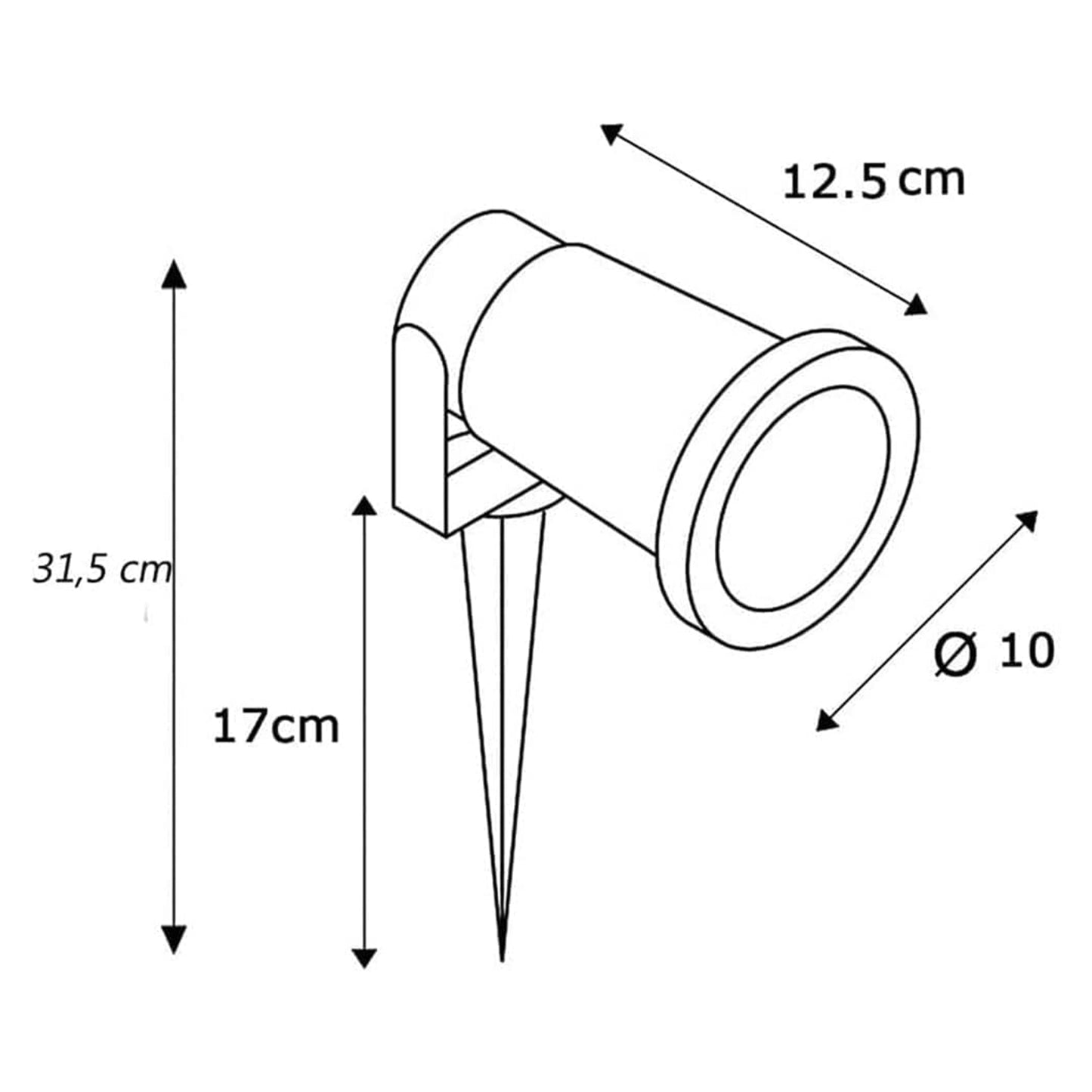 Faretto da Giardino con Picchetto GU10 IP65 60W, Lampada da Terra per Esterni in Alluminio, Orientabile, per Giardino, Vialetto, Terrazza – Nero/Grigio/Bianco ES12