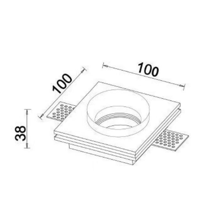 3 Pezzi Portafaretto da Incasso in Gesso Quadrato GU10 – Verniciabile, per Cartongesso, Supporto Faretto da Soffitto 100x100mm GS-10