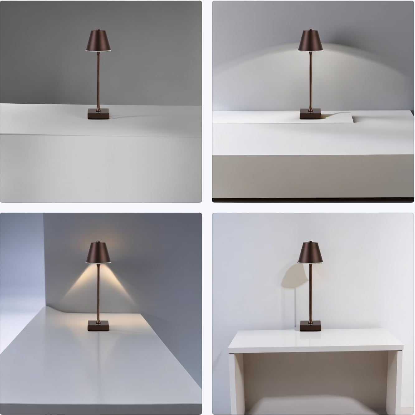 Lampada da Tavolo Ricaricabile LED  – Senza Fili, 3 Temperature di Colore, Dimmerabile Touch, USB, Moderna per Ristorante, Camera, Comodino D27-3C