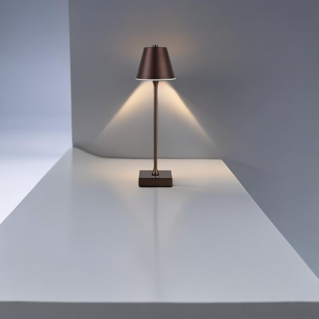 Lampada da Tavolo Ricaricabile LED  – Senza Fili, 3 Temperature di Colore, Dimmerabile Touch, USB, Moderna per Ristorante, Camera, Comodino D27-3C