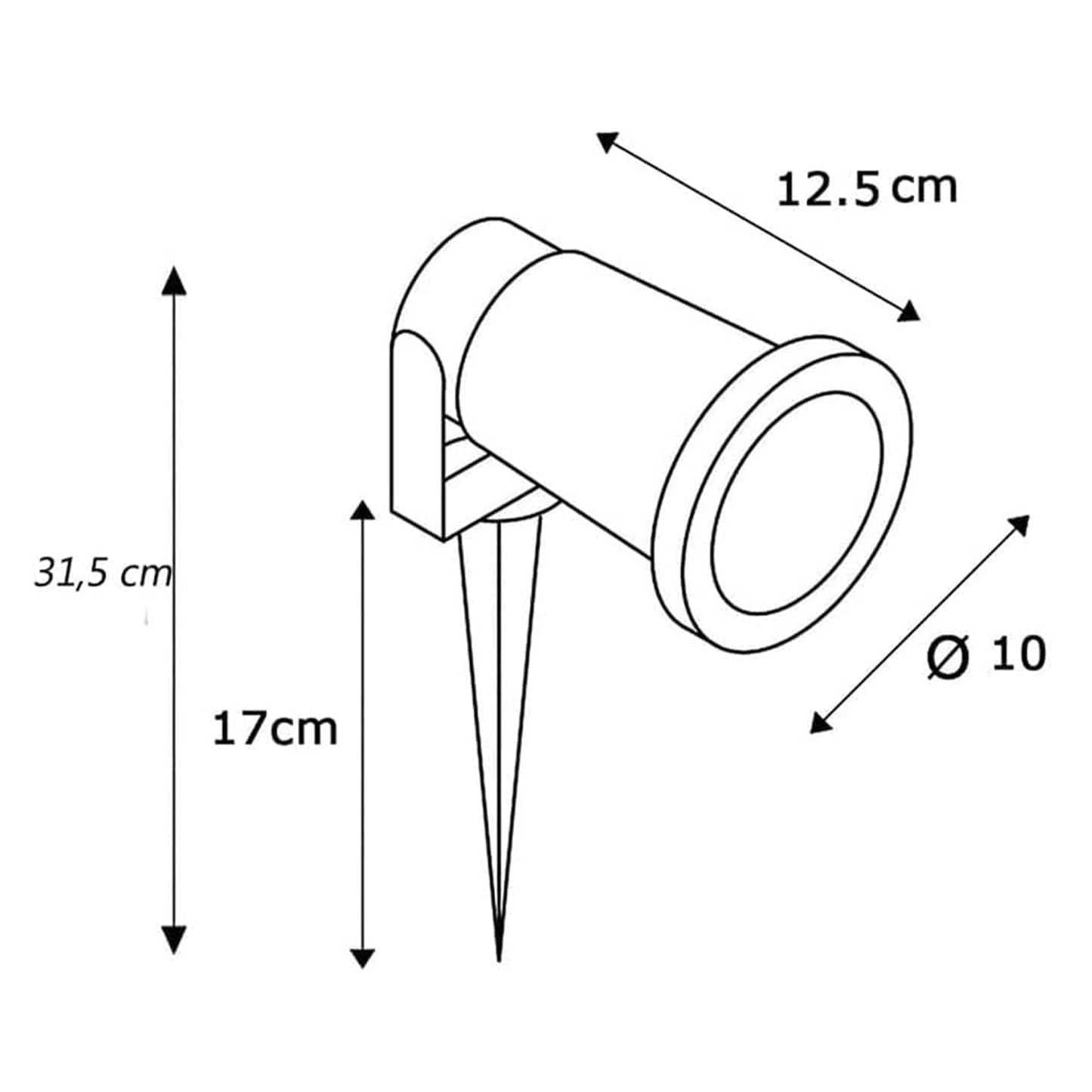 Faretto da Giardino con Picchetto GU10 IP65 60W, Lampada da Terra per Esterni in Alluminio, Orientabile, per Giardino, Vialetto, Terrazza – Nero/Grigio/Bianco ES12