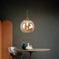 TEKHOME Lampadario a sospensione decorativa in metallo con sfera in vetro attacco E27 lampada contemporanea (Argento/Oro) A72
