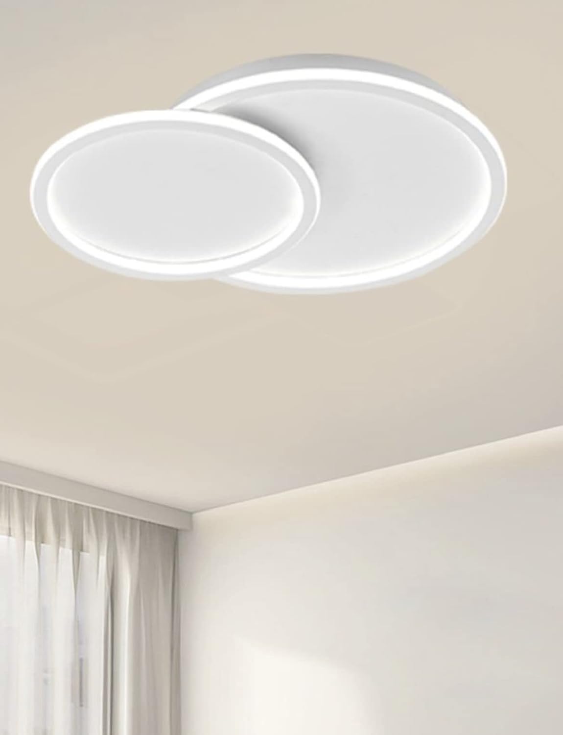 TEKHOME Plafoniera Lampadario da soffitto a led con 2 Luci cerchi Design Stile Moderno Lampada per Camera Cucina Salotto Locali Commerciali (2 cerchi 45w bluetooth) PN-26