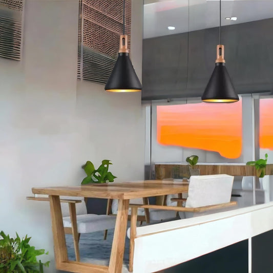 Lampadario da soffitto a sospensione con attacco E27 (lampadina non inclusa) moderno industriale a forma di cono A94