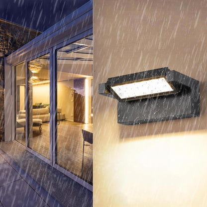 Applique LED da Esterno 21W IP65 CCT-Switch 3000K-4000K-6500K, Lampada da Parete Moderna in Alluminio e Vetro, Impermeabile per Facciata, Giardino e Balcone 472