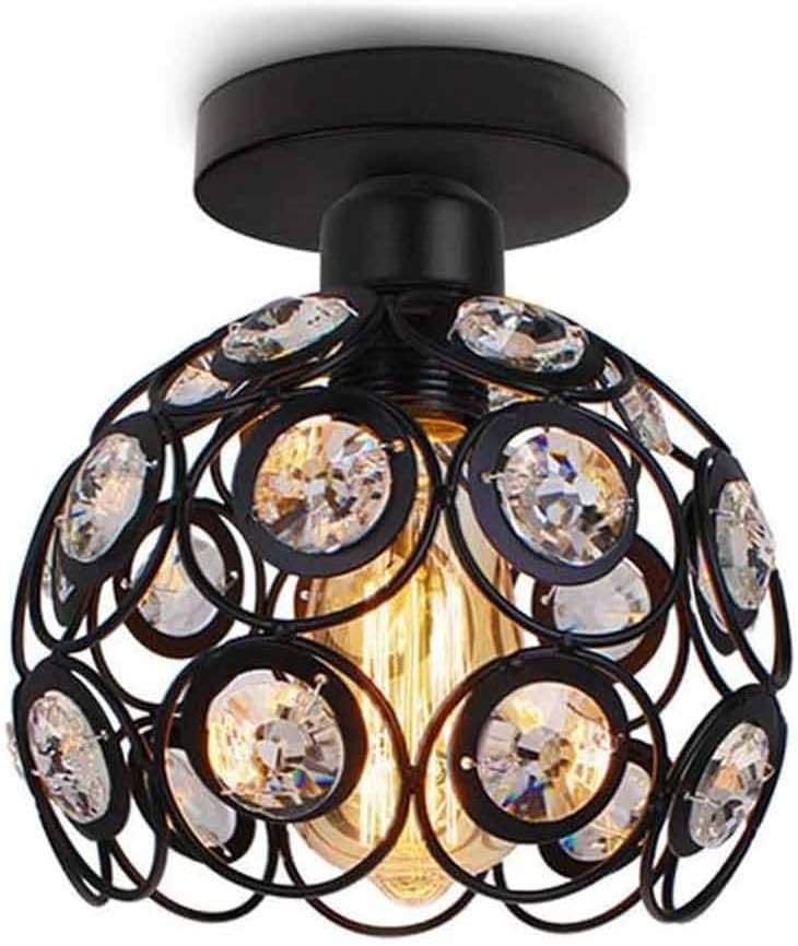 TEKHOME Lampadario da Soffitto a Sfera in Cristallo, Attacco E27, Nero e Bianco, Senza Lampadina, Stile Moderno, per Camera da Letto, Soggiorno, Corridoio, Ø28cm C23