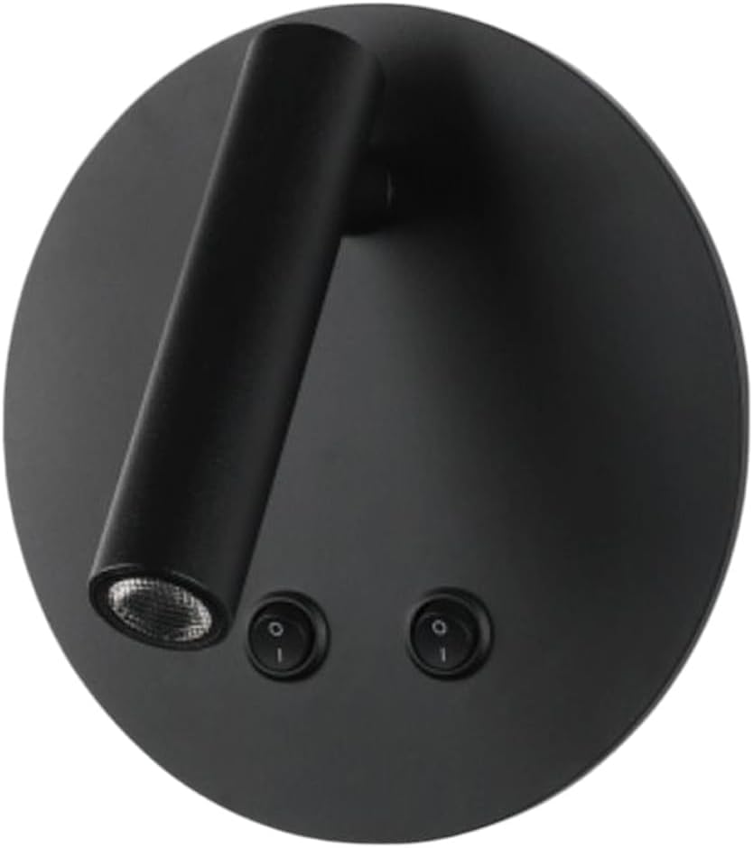 Applique da Muro LED 8W 3000K, Orientabile Rotonda, Bianco/Nero, Moderno Design per Camera da Letto, Corridoio, Soggiorno, Lampada da Parete Interno MR-01