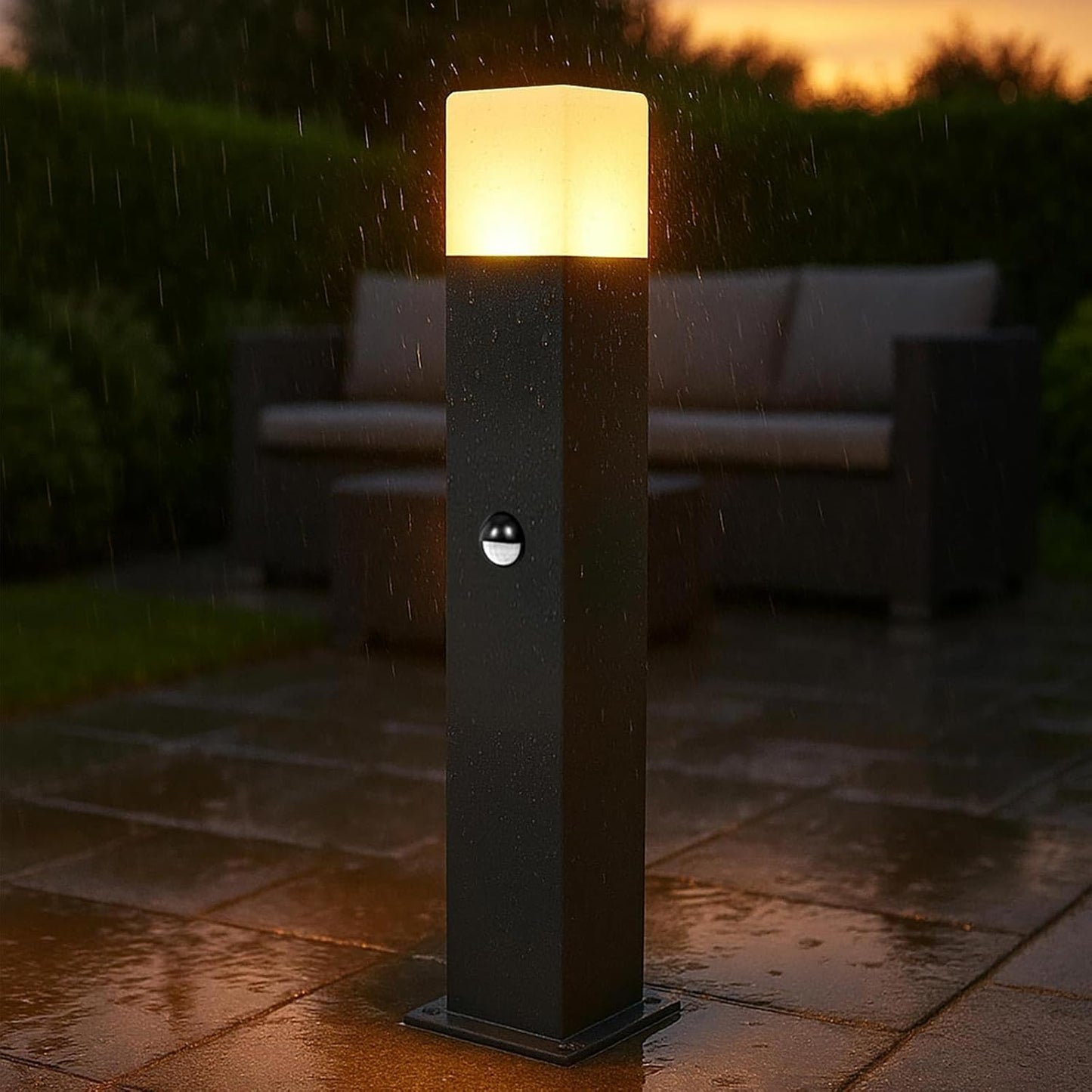 Lampione da Giardino Esterno E27 IP44, Palo Luce LED da Terra in Alluminio per Vialetti, Cortile, Patio, Terrazzo – Altezza 44cm – Compatibile Lampadina E27 (Non Inclusa) H440
