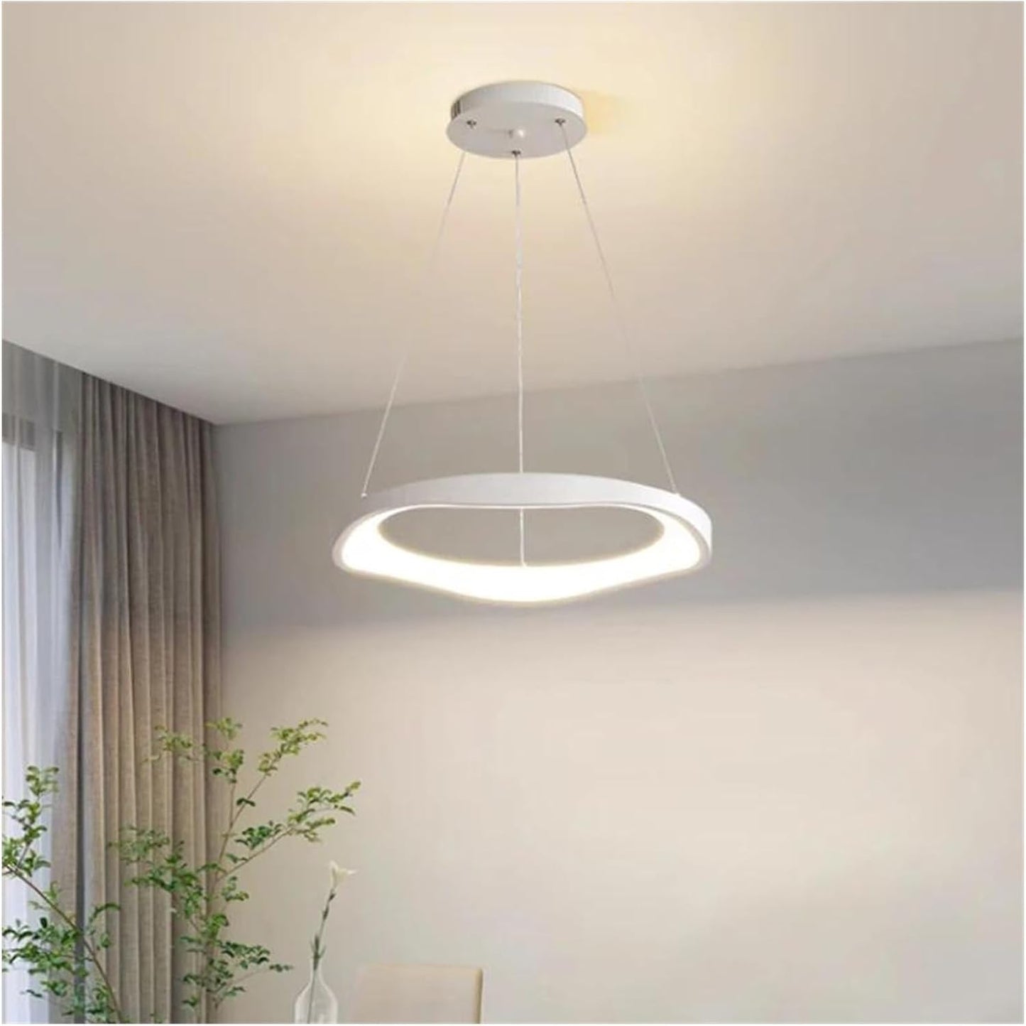TEKHOME Lampadario plafoniera led a onda 38 w 3 colori luce bianca calda naturale A67 (BIANCO 3 COLORE)