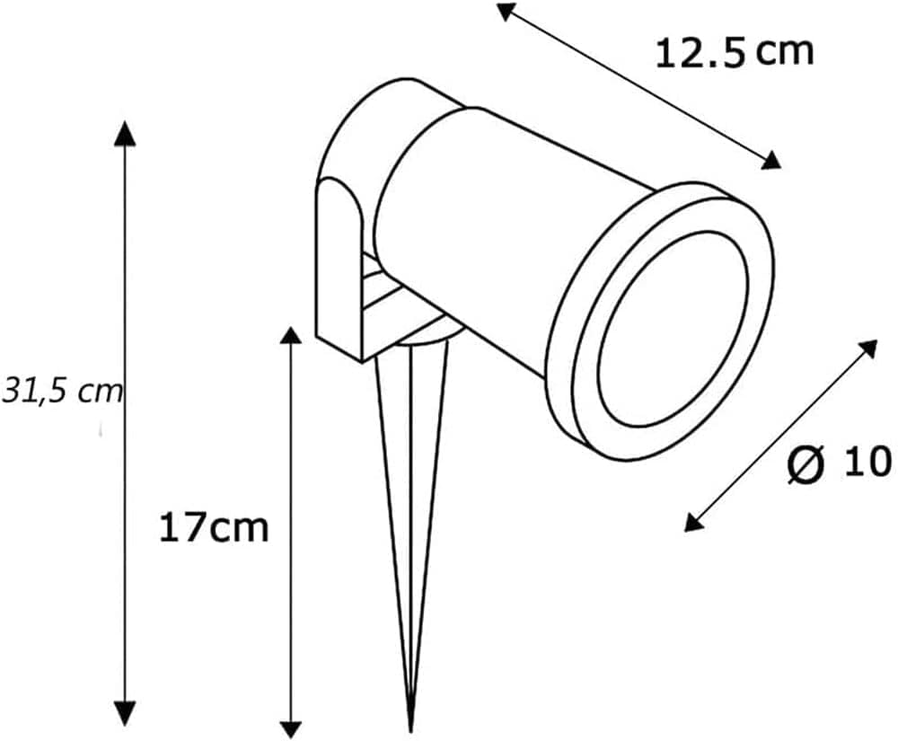 Faretto da Giardino con Picchetto GU10 IP65 60W, Lampada da Terra per Esterni in Alluminio, Orientabile, per Giardino, Vialetto, Terrazza – Nero/Grigio/Bianco ES12