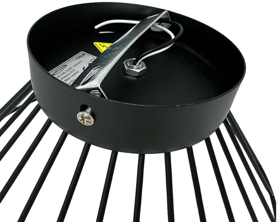 TEKHOME Plafoniera E27 a soffitto a forma di cesta, Max 60W, Corpo bianco in metallo, Interno, Modello C70