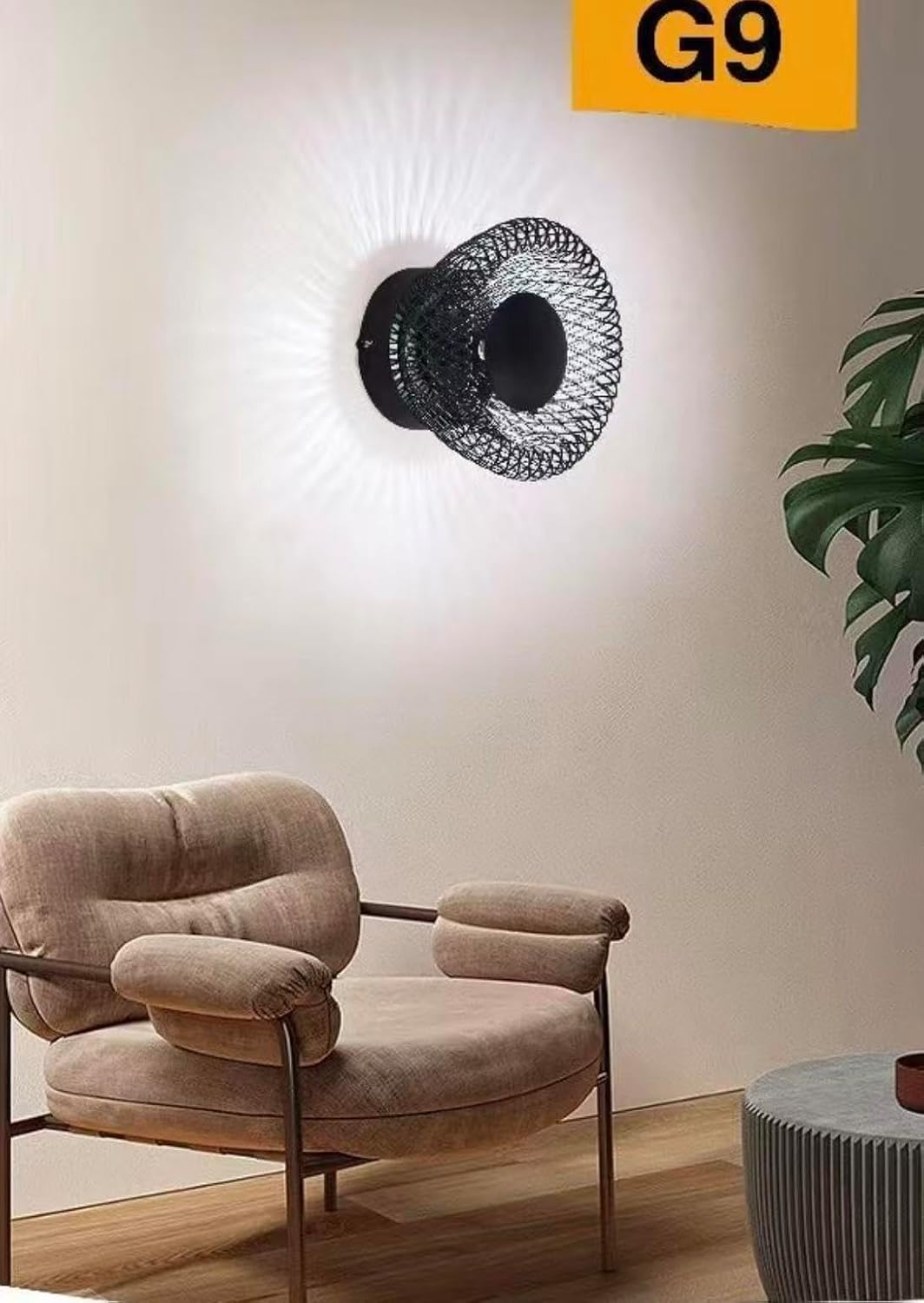 TEKHOME Applique da muro LED G9 design moderno a nido d’uccello, lampada da parete decorativa interna, metallo, compatibile con lampadina G9, bianco/nero AQ48