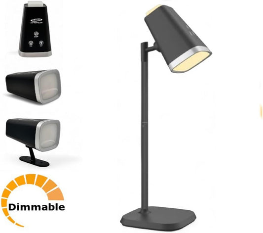 Lampada da Tavolo LED Ricaricabile 6W – Senza Fili, 3 Temperature di Colore 3000K/4000K/6500K, Orientabile, Batteria Integrata, Luce per Scrivania e Comodino BL-1008
