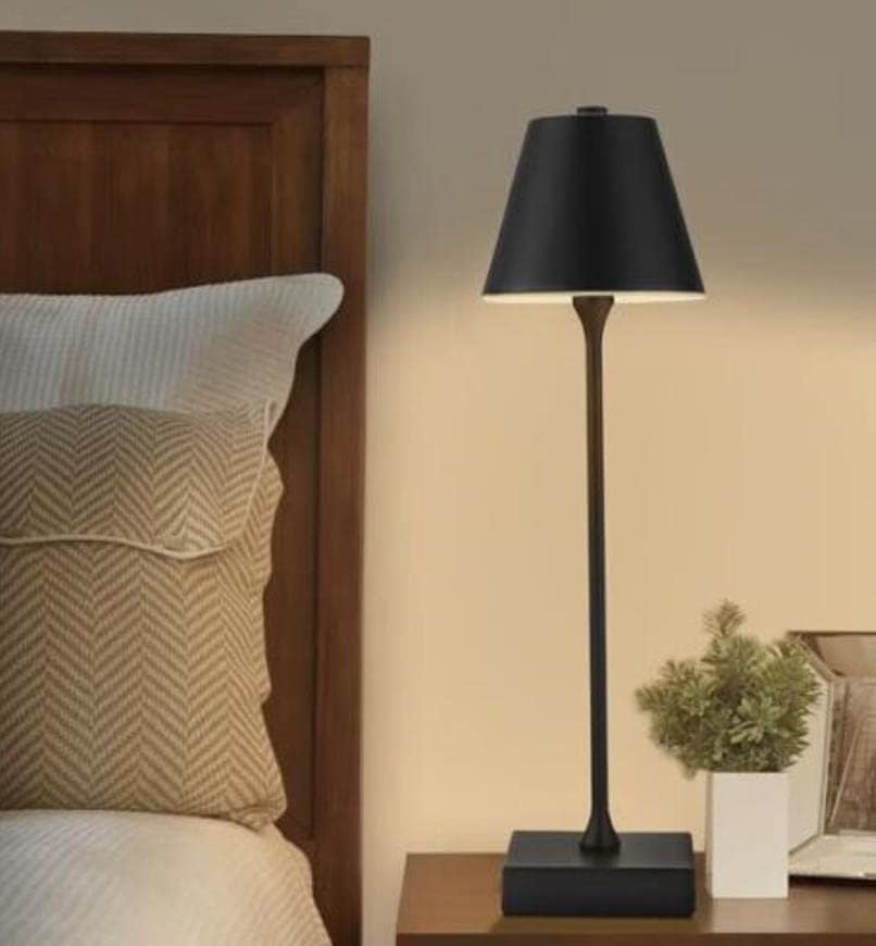 Lampada da Tavolo Ricaricabile LED  – Senza Fili, 3 Temperature di Colore, Dimmerabile Touch, USB, Moderna per Ristorante, Camera, Comodino D27-3C