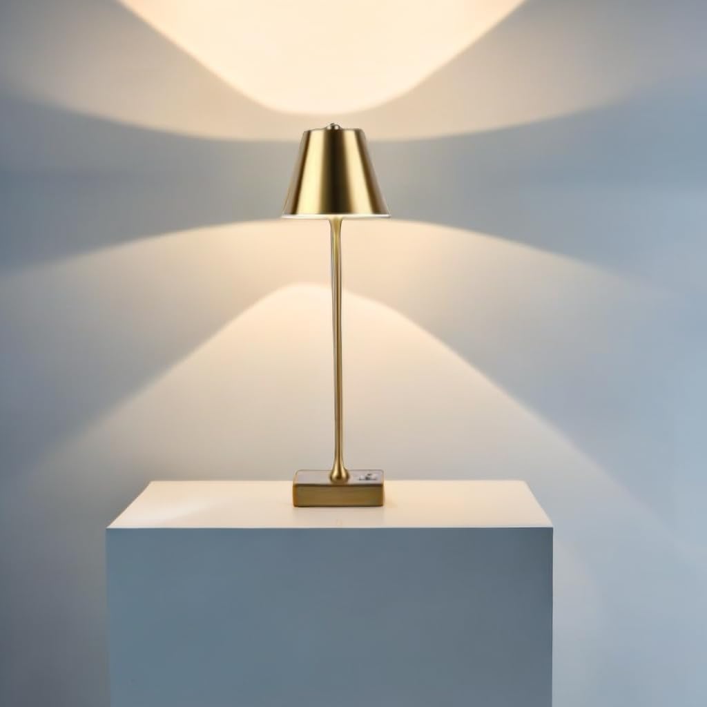 Lampada da Tavolo Ricaricabile LED  – Senza Fili, 3 Temperature di Colore, Dimmerabile Touch, USB, Moderna per Ristorante, Camera, Comodino D27-3C