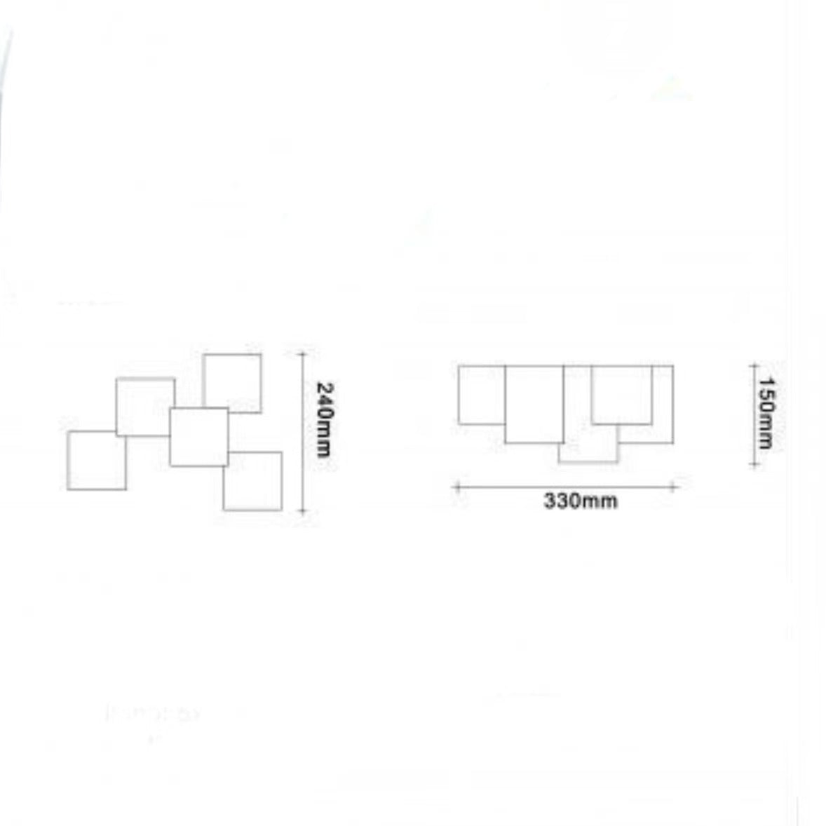 Lampada da Soffitto in Gesso Moderna – 5 Luci GU10 – Verniciabile – Plafoniera Design Geometrico per Soggiorno Cucina Corridoio – IP20 GS-C06-5