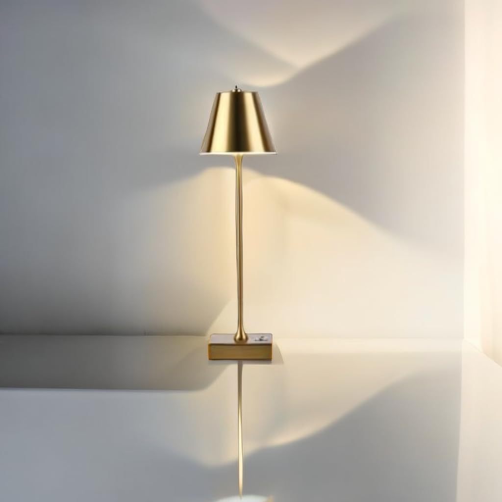 Lampada da Tavolo Ricaricabile LED  – Senza Fili, 3 Temperature di Colore, Dimmerabile Touch, USB, Moderna per Ristorante, Camera, Comodino D27-3C