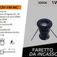 5 Pezzi,Mini Faretto LED da Incasso IP65 DC12V 1W, Luce 3000K / 4000K /6500K / Blu/Rossa/Verde, Foro Ø15 mm, Illuminazione per Scale, Pavimenti, Giardino, Deck e Piscina, 12V-1W
