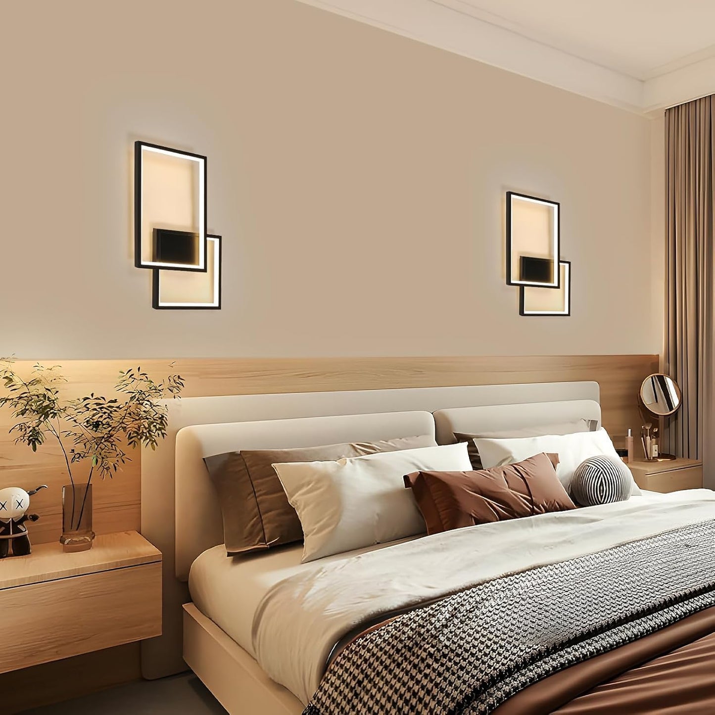 Applique LED Moderna 24W da Parete, CCT Switch 3000K/4000K/6500K, Lampada da Muro Design Geometrico per Soggiorno Camera Corridoio, IP20 – Serie AQ34