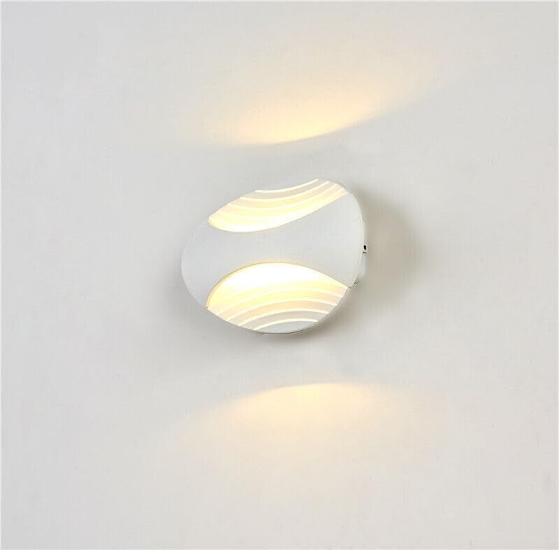TEKHOME Applique LED da Muro 6W Moderno Interno, Lampada da Parete con 3 Colori Selezionabili 3000K-6500K, Design Decorativo Bianco/Nero AQ15