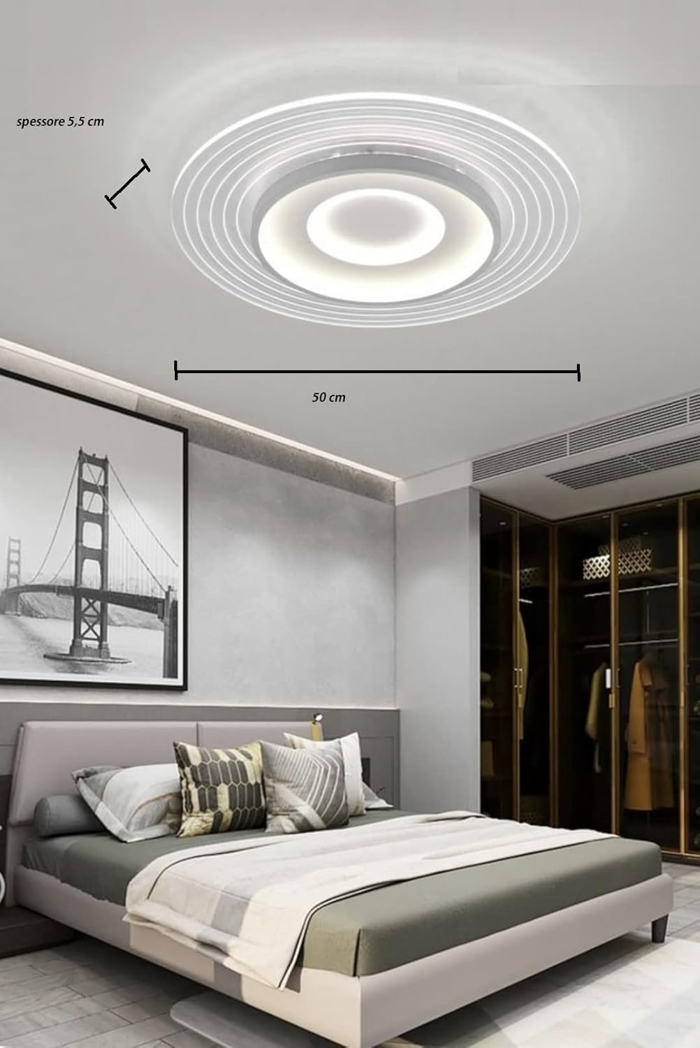 TEKHOME Plafoniera Lampadario da soffitto a led con Luci cerchio tonda Design Stile Moderno Lampada per Camera Cucina Salotto Locali Commerciali C40