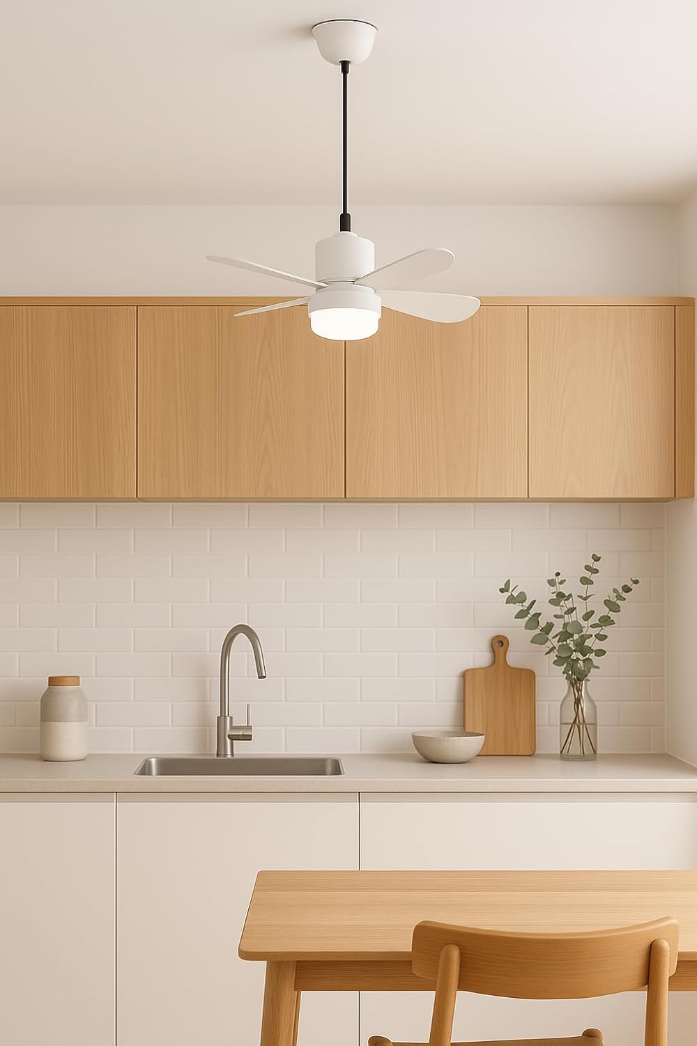 Ventilatore da Soffitto con Luce LED E27 19W, Mini Lampadario con Ventola Silenziosa, CCT 3000K-6500K, Telecomando Incluso, per Camera da Letto e Soggiorno – MNL011