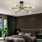 Plafoniera Moderna a Soffitto E27, Lampadario 6 Luci in Metallo Nero e Ottone, Stile Industriale per Soggiorno Cucina Camera da Letto – Attacco E27 (Lampadina Non Inclusa) PN-14