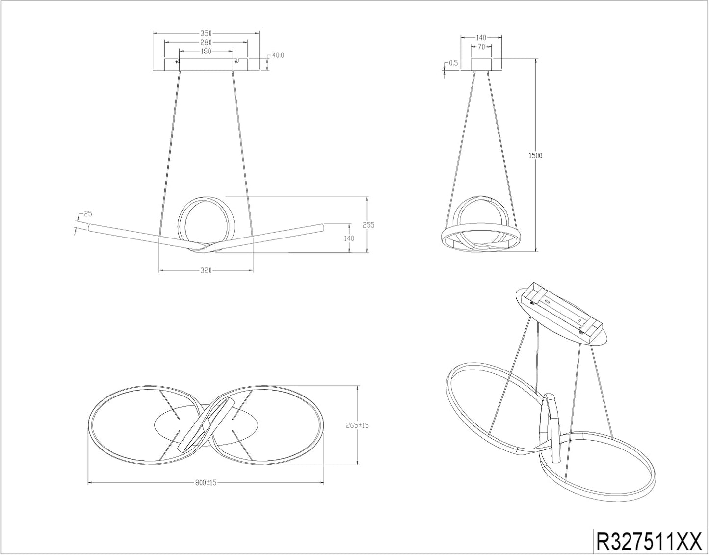 Lampadario LED Moderno FIOCCO 38W A07