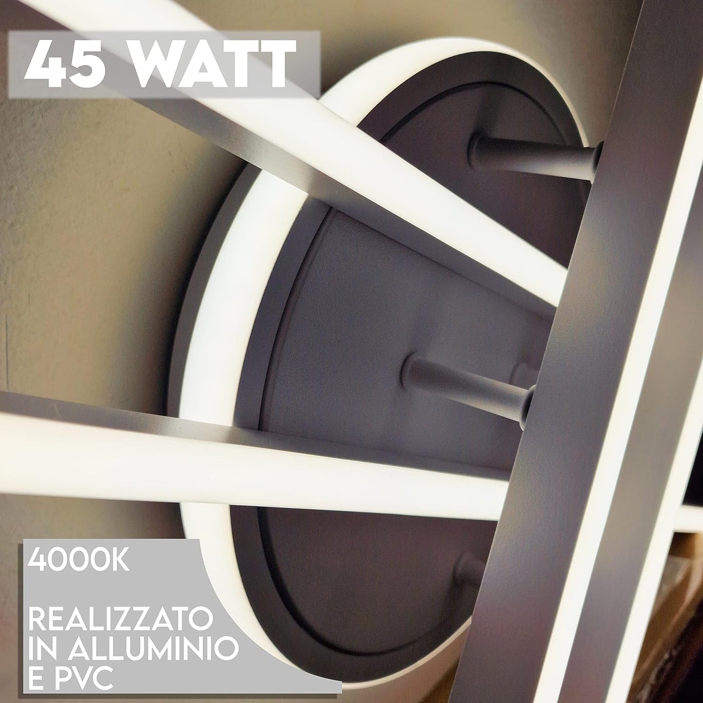 TEKHOME Plafoniera LED Soffitto, 45 watt, 60x60x11 cm, 3 Temperature Colore (3000K, 4000K, 6500K), Alluminio, Installazione Facile, Resistente, Moderna, Camera da Letto PN-21