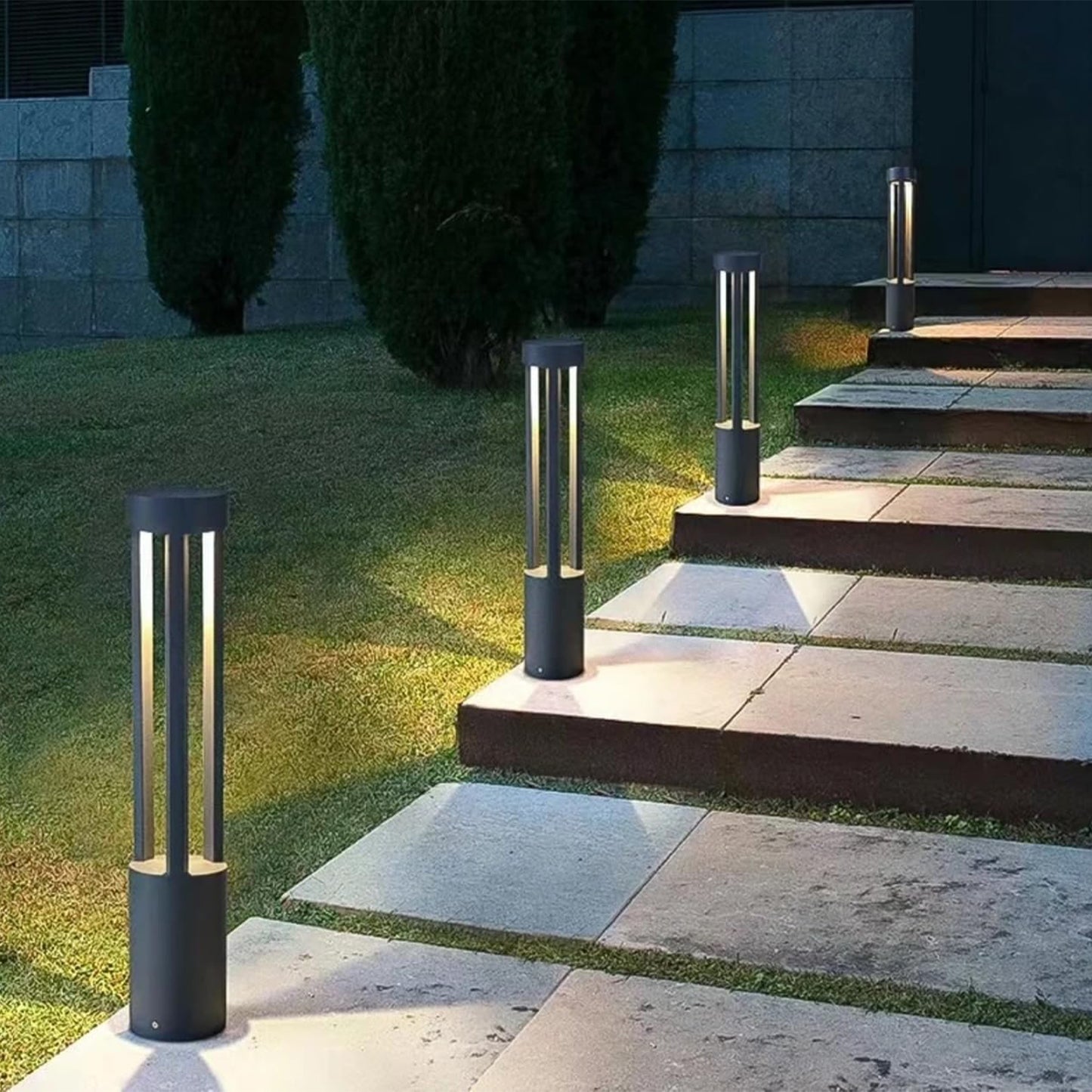 Lampada da giardino IP65 12W per esterno, bollard light in alluminio+vetro, 600lm, 3000K/4000K/6500K – Serie ES28