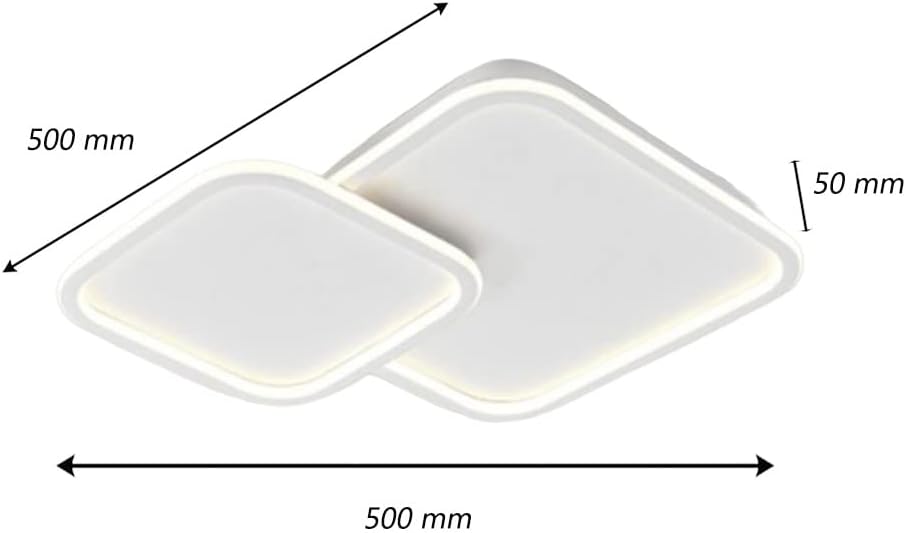 TEKHOME Plafoniera da soffitto a led 58 watt due quadrati lampadario cct tre colorazioni da 3000k a 6500k ideale per soggiorno, camera da letto, cucina e studio C59 (