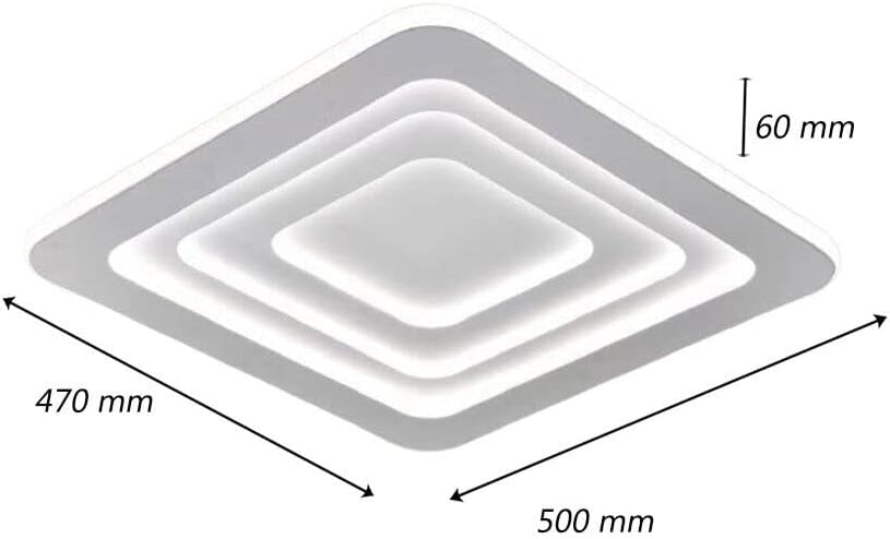 TEKHOME Plafoniera Lampadario da soffitto a led con Luci Design Stile Moderno Lampada 64W per Camera Cucina Salotto Locali Commerciali (Quadrato con Telecomando) C46