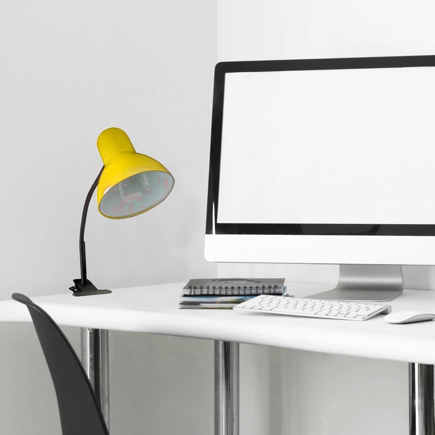 Lampada da Tavolo con Pinza – Attacco E27, Braccio Flessibile 40 cm, Metallo, Luce Direzionabile, Max 60W – Studio, Scrivania, Cameretta D21