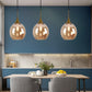 TEKHOME Lampadario a sospensione decorativa in metallo con sfera in vetro attacco E27 lampada contemporanea (Argento/Oro) A72