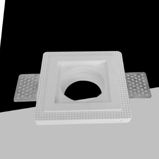 Portafaretto da Incasso in Gesso GU10 – Faretto Quadrato Verniciabile, Compatibile Lampadine LED GU10 fino a 35W, IP20, Bianco per Cartongesso GS-03