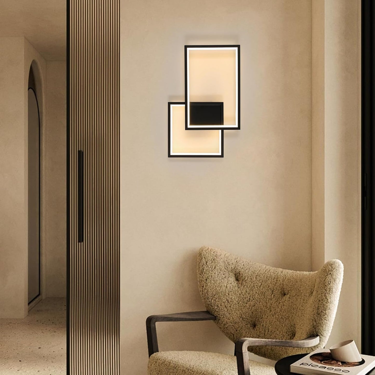 Applique LED Moderna 24W da Parete, CCT Switch 3000K/4000K/6500K, Lampada da Muro Design Geometrico per Soggiorno Camera Corridoio, IP20 – Serie AQ34