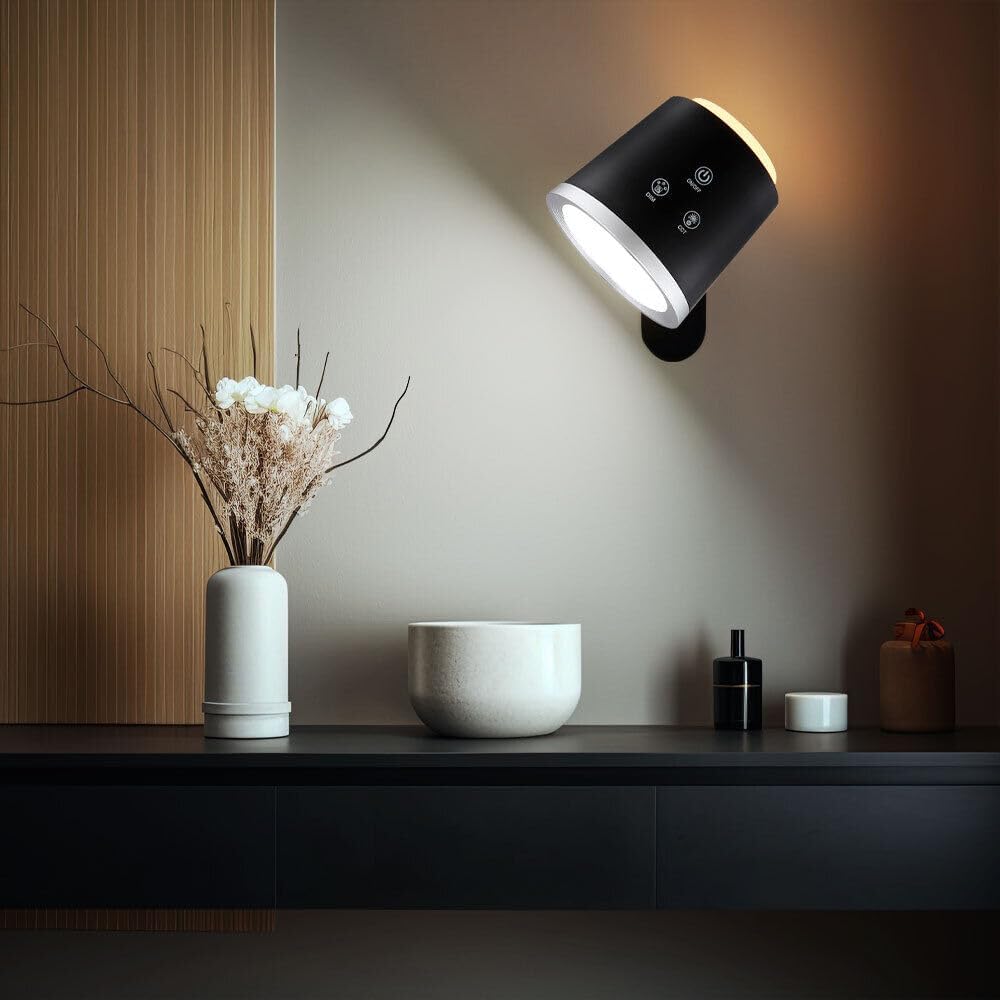 Lampada da Tavolo LED Ricaricabile 6W, 3 Temperature di Colore 3000K-4000K-6500K, Batteria 18650, Luce Orientabile, Moderna per Scrivania, Comodino, Studio BL-1005
