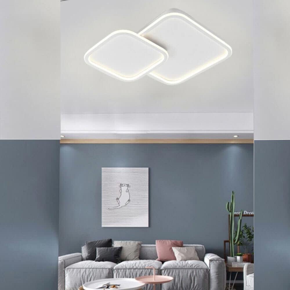 TEKHOME Plafoniera Lampadario da soffitto a led con 2 Luci dimmerabile timer Design Stile Moderno Lampada per Camera Cucina Salotto Locali Commerciali (2 quadri Bluetooth) PN-24